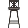 Flash Furniture Gwendolyn Commercial Grade Modern Farmhouse Barstool – Gray Wash Walnut Solid Wood Frame – Bar Height – 360° Swivel Seat – Integrated Footrest(Gray Wash Walnut)