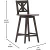 Flash Furniture Gwendolyn Commercial Grade Modern Farmhouse Barstool – Gray Wash Walnut Solid Wood Frame – Bar Height – 360° Swivel Seat – Integrated Footrest(Gray Wash Walnut)