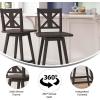 Flash Furniture Gwendolyn Commercial Grade Modern Farmhouse Barstool – Gray Wash Walnut Solid Wood Frame – Bar Height – 360° Swivel Seat – Integrated Footrest(Gray Wash Walnut)