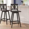 Flash Furniture Gwendolyn Commercial Grade Modern Farmhouse Barstool – Gray Wash Walnut Solid Wood Frame – Bar Height – 360° Swivel Seat – Integrated Footrest(Gray Wash Walnut)