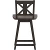 Flash Furniture Gwendolyn Commercial Modern Farmhouse Barstool – Antique White Wash Frame – Gray Wash Seat – Counter Height – 360° Swivel Seat – Integrated Footrest(Gray Wash Walnut)