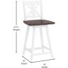 Flash Furniture Gwendolyn Commercial Modern Farmhouse Barstool – Antique White Wash Frame – Gray Wash Seat – Counter Height – 360° Swivel Seat – Integrated Footrest(Antique White Wash Frame/Gray Wash Seat)