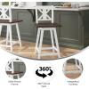 Flash Furniture Gwendolyn Commercial Modern Farmhouse Barstool – Antique White Wash Frame – Gray Wash Seat – Counter Height – 360° Swivel Seat – Integrated Footrest(Antique White Wash Frame/Gray Wash Seat)