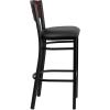 Flash Furniture HERCULES Series Black 4 Square Back Metal Restaurant Barstool – Mahogany Wood Back & Seat (Pack of 1)(Mahogany Wood Back/Black Vinyl Seat/Black Metal Frame)