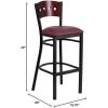 Flash Furniture HERCULES Series Black 4 Square Back Metal Restaurant Barstool – Mahogany Wood Back & Seat (Pack of 1)(Mahogany Wood Back/Burgundy Vinyl Seat/Black Metal Frame)