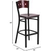 Flash Furniture HERCULES Series Black 4 Square Back Metal Restaurant Barstool – Mahogany Wood Back & Seat (Pack of 1)(Mahogany Wood Back/Mahogany Wood Seat/Black Metal Frame)