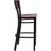 Flash Furniture HERCULES Series Black 4 Square Back Metal Restaurant Barstool – Mahogany Wood Back & Seat (Pack of 1)(Mahogany Wood Back/Mahogany Wood Seat/Black Metal Frame)