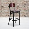Flash Furniture HERCULES Series Black 4 Square Back Metal Restaurant Barstool – Mahogany Wood Back & Seat (Pack of 1)(Mahogany Wood Back/Mahogany Wood Seat/Black Metal Frame)