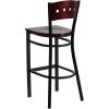 Flash Furniture HERCULES Series Black 4 Square Back Metal Restaurant Barstool – Mahogany Wood Back & Seat (Pack of 1)(Mahogany Wood Back/Mahogany Wood Seat/Black Metal Frame)