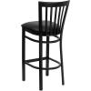 Flash Furniture HERCULES Series Black School House Back Metal Restaurant Barstool – Black Vinyl Seat (Pack of 1)(Black Vinyl Seat/Black Metal Frame)