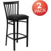 Flash Furniture HERCULES Series Black School House Back Metal Restaurant Barstool – Black Vinyl Seat (Pack of 1)(Black Vinyl Seat/Black Metal Frame)