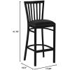Flash Furniture HERCULES Series Black School House Back Metal Restaurant Barstool – Black Vinyl Seat (Pack of 1)(Black Vinyl Seat/Black Metal Frame)