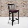 Flash Furniture HERCULES Series Black School House Back Metal Restaurant Barstool – Black Vinyl Seat (Pack of 1)(Black;Burgundy)