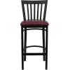 Flash Furniture HERCULES Series Black School House Back Metal Restaurant Barstool – Black Vinyl Seat (Pack of 1)(Black;Burgundy)