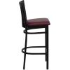 Flash Furniture HERCULES Series Black School House Back Metal Restaurant Barstool – Black Vinyl Seat (Pack of 1)(Black;Burgundy)
