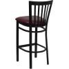 Flash Furniture HERCULES Series Black School House Back Metal Restaurant Barstool – Black Vinyl Seat (Pack of 1)(Black;Burgundy)