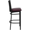 Flash Furniture HERCULES Series Black School House Back Metal Restaurant Barstool – Black Vinyl Seat (Pack of 1)(Burgundy Vinyl Seat/Black Metal Frame)