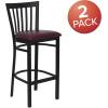 Flash Furniture HERCULES Series Black School House Back Metal Restaurant Barstool – Black Vinyl Seat (Pack of 1)(Burgundy Vinyl Seat/Black Metal Frame)