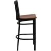 Flash Furniture HERCULES Series Black School House Back Metal Restaurant Barstool – Black Vinyl Seat (Pack of 1)(Cherry Wood Seat/Black Metal Frame)