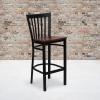 Flash Furniture HERCULES Series Black School House Back Metal Restaurant Barstool – Black Vinyl Seat (Pack of 1)(Cherry Wood Seat/Black Metal Frame)