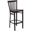 Flash Furniture HERCULES Series Black School House Back Metal Restaurant Barstool – Black Vinyl Seat (Pack of 1)(Cherry Wood Seat/Black Metal Frame)