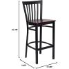 Flash Furniture HERCULES Series Black School House Back Metal Restaurant Barstool – Black Vinyl Seat (Pack of 1)(Mahogany Wood Seat/Black Metal Frame)
