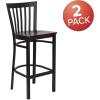 Flash Furniture HERCULES Series Black School House Back Metal Restaurant Barstool – Black Vinyl Seat (Pack of 1)(Mahogany Wood Seat/Black Metal Frame)
