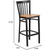 Flash Furniture HERCULES Series Black School House Back Metal Restaurant Barstool – Black Vinyl Seat (Pack of 1)(Natural Wood Seat/Black Metal Frame)