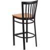 Flash Furniture HERCULES Series Black School House Back Metal Restaurant Barstool – Black Vinyl Seat (Pack of 1)(Natural Wood Seat/Black Metal Frame)