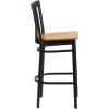 Flash Furniture HERCULES Series Black School House Back Metal Restaurant Barstool – Black Vinyl Seat (Pack of 1)(Natural Wood Seat/Black Metal Frame)