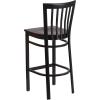 Flash Furniture HERCULES Series Black School House Back Metal Restaurant Barstool – Black Vinyl Seat (Pack of 1)(Walnut Wood Seat/Black Metal Frame)