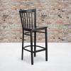 Flash Furniture HERCULES Series Black School House Back Metal Restaurant Barstool – Black Vinyl Seat (Pack of 1)(Walnut Wood Seat/Black Metal Frame)