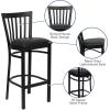 Flash Furniture HERCULES Series Black School House Back Metal Restaurant Barstool – Black Vinyl Seat (Pack of 1)(black)