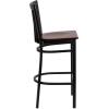 Flash Furniture HERCULES Series Black School House Back Metal Restaurant Barstool – Mahogany Wood Seat