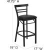 Flash Furniture HERCULES Series Black Two-Slat Ladder Back Metal Restaurant Barstool – Black Vinyl Seat(Black Vinyl Seat/Black Metal Frame)