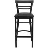 Flash Furniture HERCULES Series Black Two-Slat Ladder Back Metal Restaurant Barstool – Black Vinyl Seat(Black Vinyl Seat/Black Metal Frame)