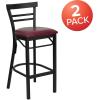 Flash Furniture HERCULES Series Black Two-Slat Ladder Back Metal Restaurant Barstool – Black Vinyl Seat(Burgundy Vinyl Seat/Black Metal Frame)