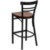 Flash Furniture HERCULES Series Black Two-Slat Ladder Back Metal Restaurant Barstool – Black Vinyl Seat(Cherry Wood Seat/Black Metal Frame)