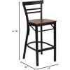 Flash Furniture HERCULES Series Black Two-Slat Ladder Back Metal Restaurant Barstool – Black Vinyl Seat(Cherry Wood Seat/Black Metal Frame)