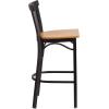 Flash Furniture HERCULES Series Black Two-Slat Ladder Back Metal Restaurant Barstool – Black Vinyl Seat(Natural Wood Seat/Black Metal Frame)
