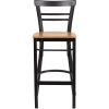 Flash Furniture HERCULES Series Black Two-Slat Ladder Back Metal Restaurant Barstool – Black Vinyl Seat(Natural Wood Seat/Black Metal Frame)
