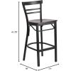 Flash Furniture HERCULES Series Black Two-Slat Ladder Back Metal Restaurant Barstool – Black Vinyl Seat(Walnut Wood Seat/Black Metal Frame)