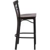 Flash Furniture HERCULES Series Black Two-Slat Ladder Back Metal Restaurant Barstool – Black Vinyl Seat(Walnut Wood Seat/Black Metal Frame)