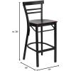 Flash Furniture HERCULES Series Black Two-Slat Ladder Back Metal Restaurant Barstool – Black Vinyl Seat(brown)