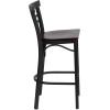 Flash Furniture HERCULES Series Black Two-Slat Ladder Back Metal Restaurant Barstool – Black Vinyl Seat(brown)