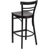 Flash Furniture HERCULES Series Black Two-Slat Ladder Back Metal Restaurant Barstool – Black Vinyl Seat(brown)