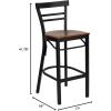 Flash Furniture HERCULES Series Black Two-Slat Ladder Back Metal Restaurant Barstool – Black Vinyl Seat(red)