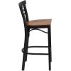 Flash Furniture HERCULES Series Black Two-Slat Ladder Back Metal Restaurant Barstool – Black Vinyl Seat(red)