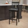 Flash Furniture HERCULES Series Black Vertical Back Metal Restaurant Barstool – Burgundy Vinyl Seat(Black Vinyl Seat/Black Metal Frame)