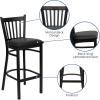 Flash Furniture HERCULES Series Black Vertical Back Metal Restaurant Barstool – Burgundy Vinyl Seat(Black Vinyl Seat/Black Metal Frame)